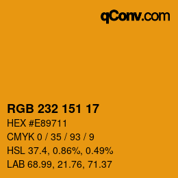 Color code: RGB 232 151 17 | qconv.com