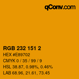 Color code: RGB 232 151 2 | qconv.com
