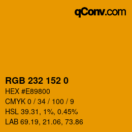 カラーコード: RGB 232 152 0 | qconv.com