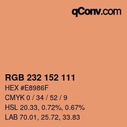 Color code: RGB 232 152 111 | qconv.com