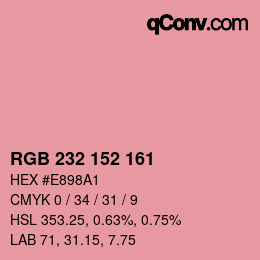 カラーコード: RGB 232 152 161 | qconv.com