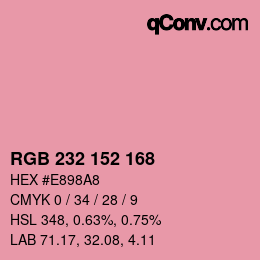 Color code: RGB 232 152 168 | qconv.com