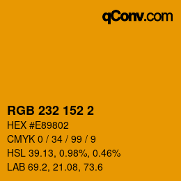 颜色代码: RGB 232 152 2 | qconv.com