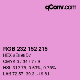 カラーコード: RGB 232 152 215 | qconv.com