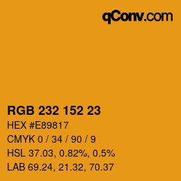 颜色代码: RGB 232 152 23 | qconv.com