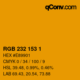 Color code: RGB 232 153 1 | qconv.com