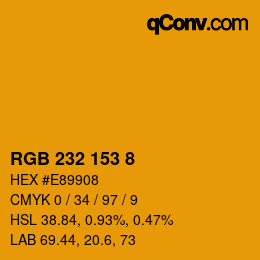 Color code: RGB 232 153 8 | qconv.com