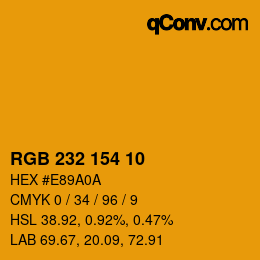 Color code: RGB 232 154 10 | qconv.com