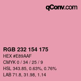 Color code: RGB 232 154 175 | qconv.com