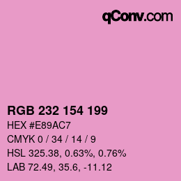 Color code: RGB 232 154 199 | qconv.com