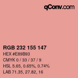 カラーコード: RGB 232 155 147 | qconv.com