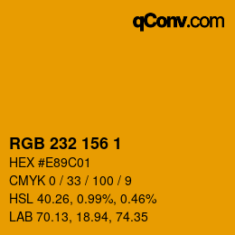 Color code: RGB 232 156 1 | qconv.com