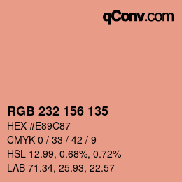 Color code: RGB 232 156 135 | qconv.com