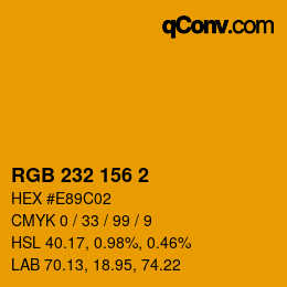 Color code: RGB 232 156 2 | qconv.com