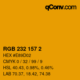 Color code: RGB 232 157 2 | qconv.com