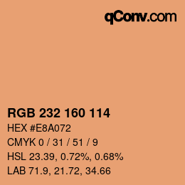 Color code: RGB 232 160 114 | qconv.com