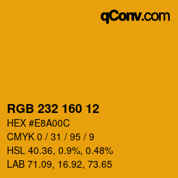 Color code: RGB 232 160 12 | qconv.com