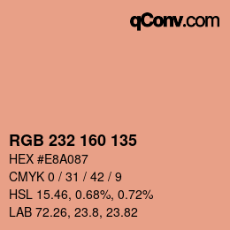 Color code: RGB 232 160 135 | qconv.com