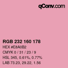 Color code: RGB 232 160 178 | qconv.com