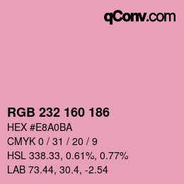 Color code: RGB 232 160 186 | qconv.com