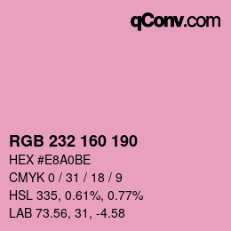 Color code: RGB 232 160 190 | qconv.com