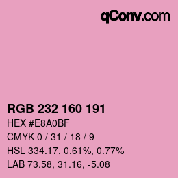 Color code: RGB 232 160 191 | qconv.com