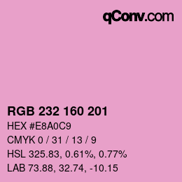 Color code: RGB 232 160 201 | qconv.com