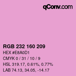 Color code: RGB 232 160 209 | qconv.com