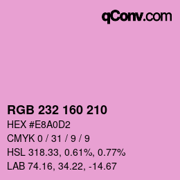 Color code: RGB 232 160 210 | qconv.com