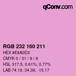 Color code: RGB 232 160 211 | qconv.com