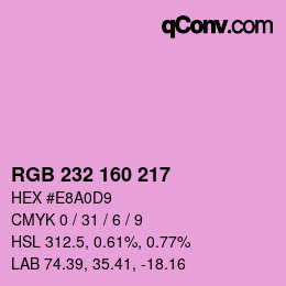 Color code: RGB 232 160 217 | qconv.com