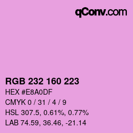 Color code: RGB 232 160 223 | qconv.com