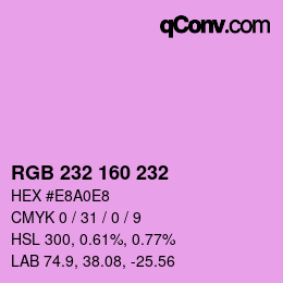 Color code: RGB 232 160 232 | qconv.com
