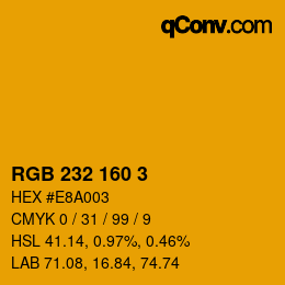 カラーコード: RGB 232 160 3 | qconv.com