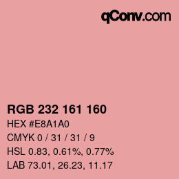 Color code: RGB 232 161 160 | qconv.com