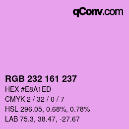 Color code: RGB 232 161 237 | qconv.com