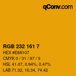 Color code: RGB 232 161 7 | qconv.com