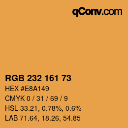 Color code: RGB 232 161 73 | qconv.com