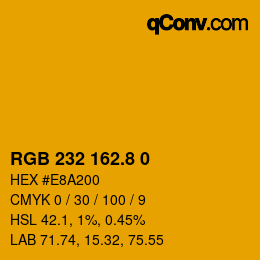 カラーコード: RGB 232 162.8 0 | qconv.com