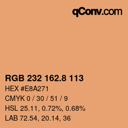 カラーコード: RGB 232 162.8 113 | qconv.com