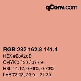 カラーコード: RGB 232 162.8 141.4 | qconv.com