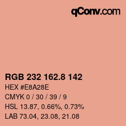 カラーコード: RGB 232 162.8 142 | qconv.com