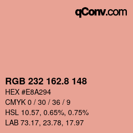 カラーコード: RGB 232 162.8 148 | qconv.com
