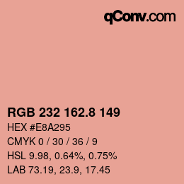 カラーコード: RGB 232 162.8 149 | qconv.com