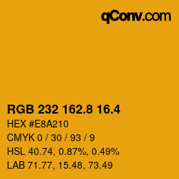 カラーコード: RGB 232 162.8 16.4 | qconv.com