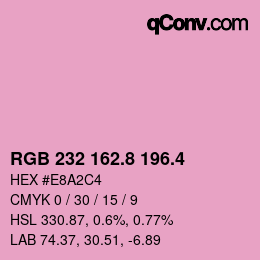 カラーコード: RGB 232 162.8 196.4 | qconv.com