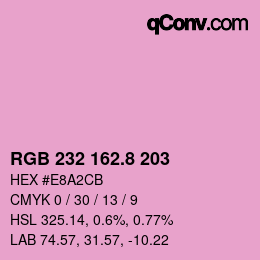 カラーコード: RGB 232 162.8 203 | qconv.com