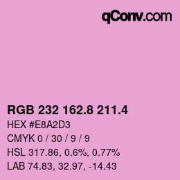 カラーコード: RGB 232 162.8 211.4 | qconv.com