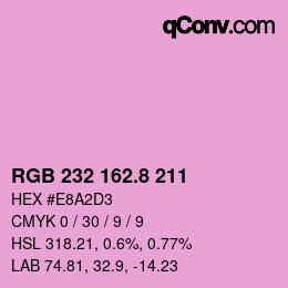カラーコード: RGB 232 162.8 211 | qconv.com