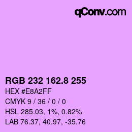 カラーコード: RGB 232 162.8 255 | qconv.com